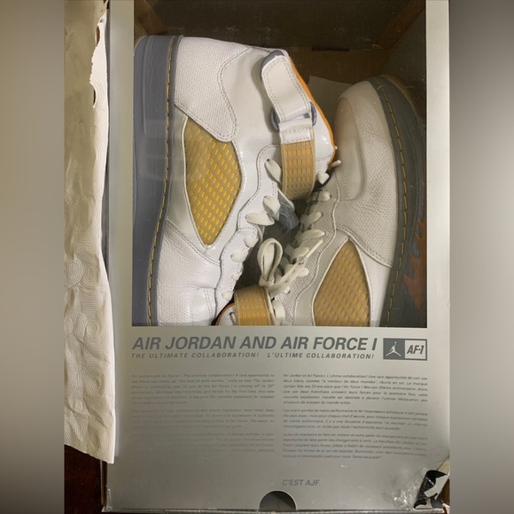 Air Jordan Retro 5/ Air Force 1 AJF5 Fusion Size 12 Orange & White Sneakers - Picture 12 of 14